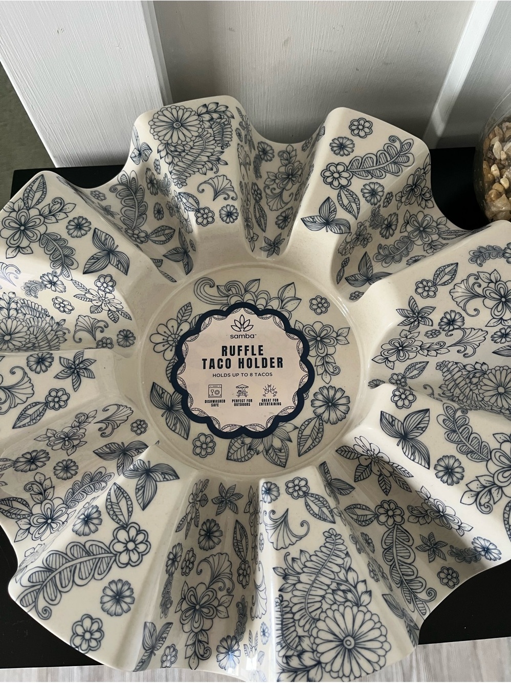 Samba Blue Floral Ruffle Taco Holder